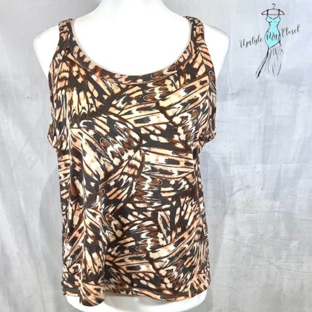 Joyspun shades of brown abstract print knit tank size large